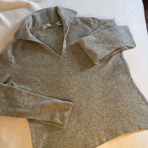 Lord & Taylor Gray Two Ply Cashmere Sweater